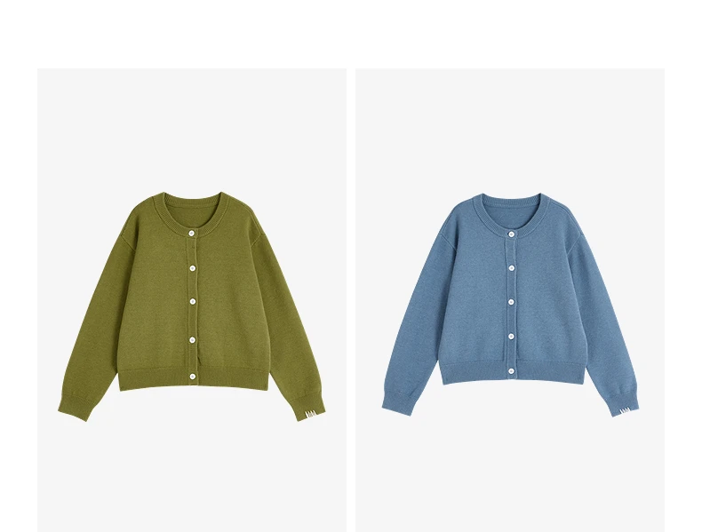 TOYOUTH Women Knitwear 2026 Spring New Crew Neck Cardigan Minimalist Intellectual Chill Tops