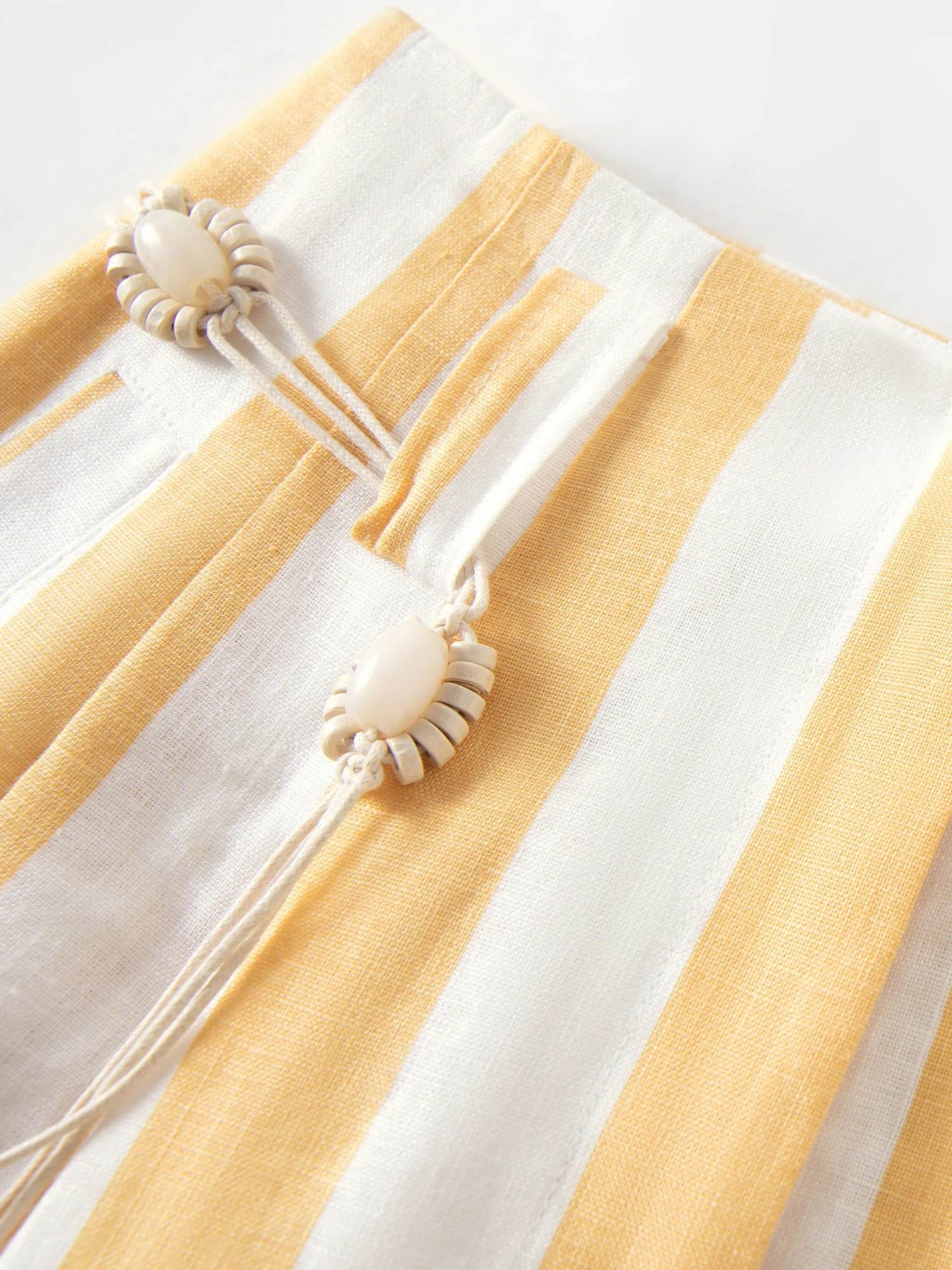FSLE 2026 Summer Women's Lemon and White Striped A-Line Mini Skirt - Casual Nature-Inspired Flowy Style for Daily Outings
