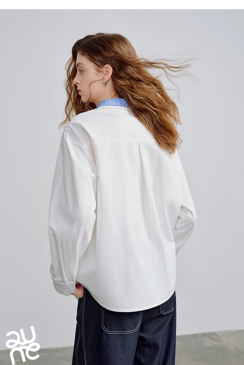 TOYOUTH Women Shirts 2026 Spring New Pure Cotton Striped Double-Layer Collar Niche Design Floral Embroidered Casual Shirt Tops