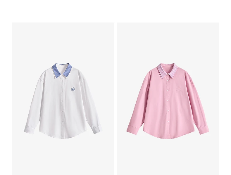 TOYOUTH Women Shirts 2026 Spring New Pure Cotton Striped Double-Layer Collar Niche Design Floral Embroidered Casual Shirt Tops