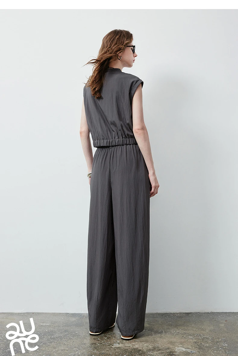 TOYOUTH Women Short Waist Top and Casual Banana Pants 2026 Summer New Old Money Cool Tone Two-Piece Set