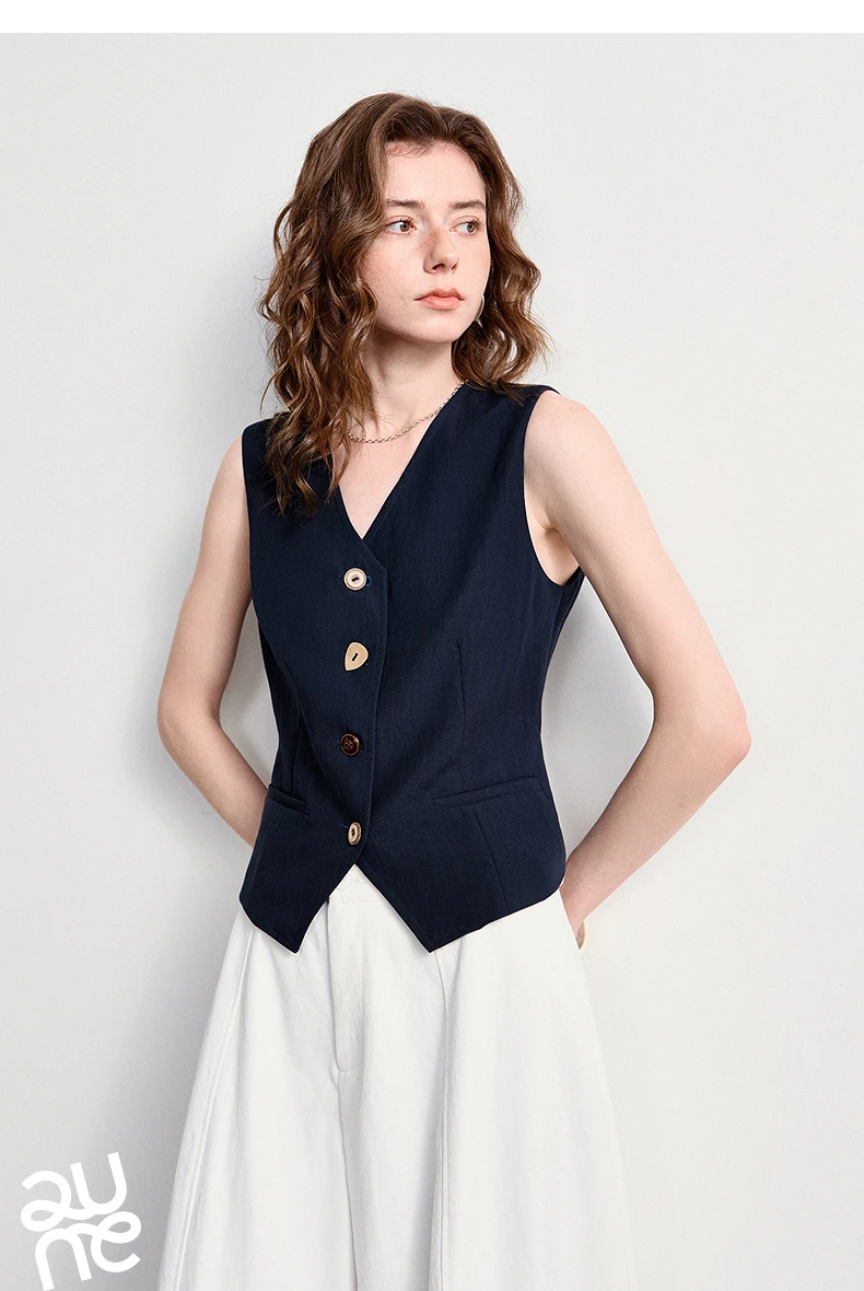 TOYOUTH Women's Old Money Vest Waistcoat 2026 Summer Lyocell Linen Slim Fit Cropped Sleeveless Lightweight Breathable Elegant