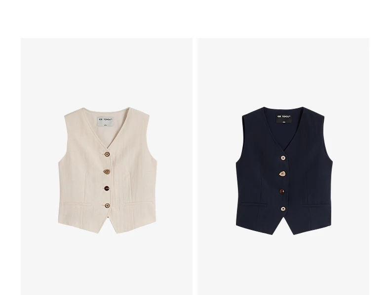 TOYOUTH Women's Old Money Vest Waistcoat 2026 Summer Lyocell Linen Slim Fit Cropped Sleeveless Lightweight Breathable Elegant