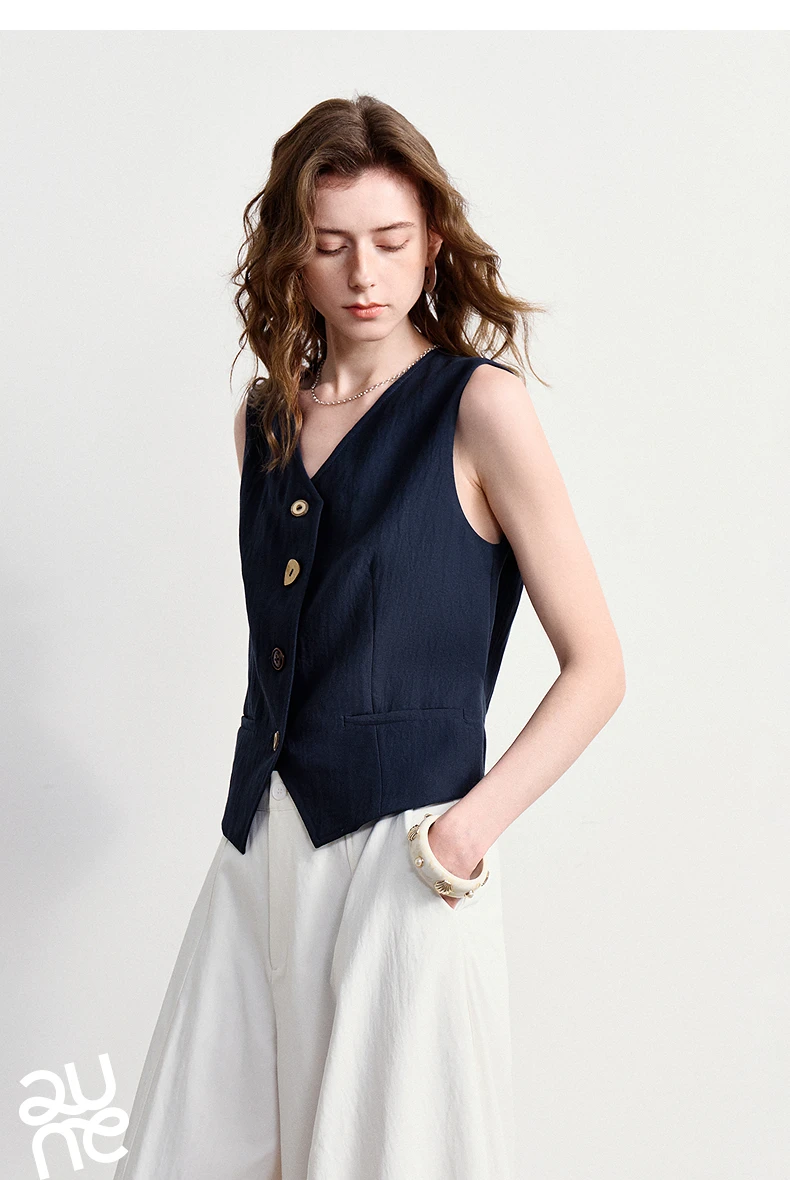 TOYOUTH Women's Old Money Vest Waistcoat 2026 Summer Lyocell Linen Slim Fit Cropped Sleeveless Lightweight Breathable Elegant