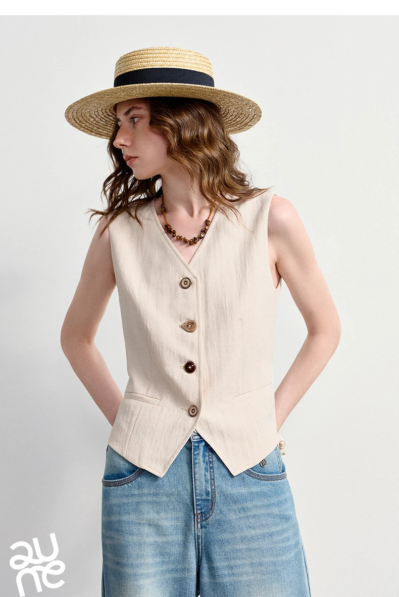 TOYOUTH Women's Old Money Vest Waistcoat 2026 Summer Lyocell Linen Slim Fit Cropped Sleeveless Lightweight Breathable Elegant