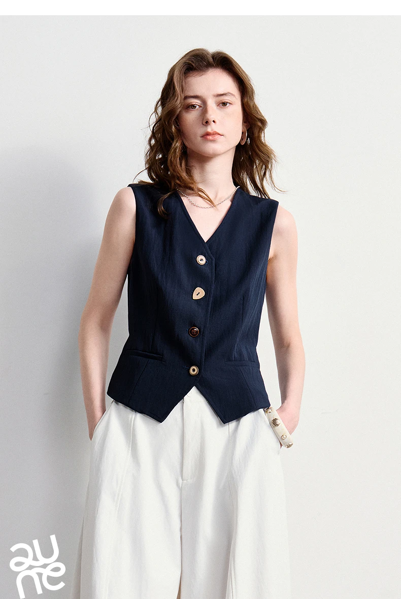 TOYOUTH Women's Old Money Vest Waistcoat 2026 Summer Lyocell Linen Slim Fit Cropped Sleeveless Lightweight Breathable Elegant
