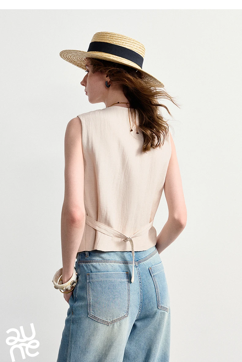TOYOUTH Women's Old Money Vest Waistcoat 2026 Summer Lyocell Linen Slim Fit Cropped Sleeveless Lightweight Breathable Elegant