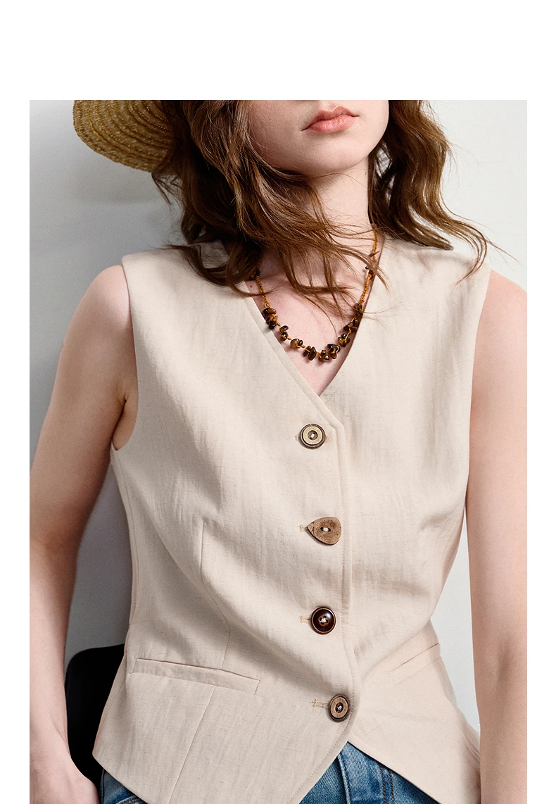 TOYOUTH Women's Old Money Vest Waistcoat 2026 Summer Lyocell Linen Slim Fit Cropped Sleeveless Lightweight Breathable Elegant