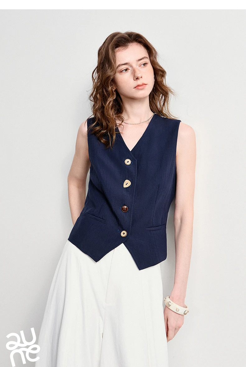 TOYOUTH Women's Old Money Vest Waistcoat 2026 Summer Lyocell Linen Slim Fit Cropped Sleeveless Lightweight Breathable Elegant