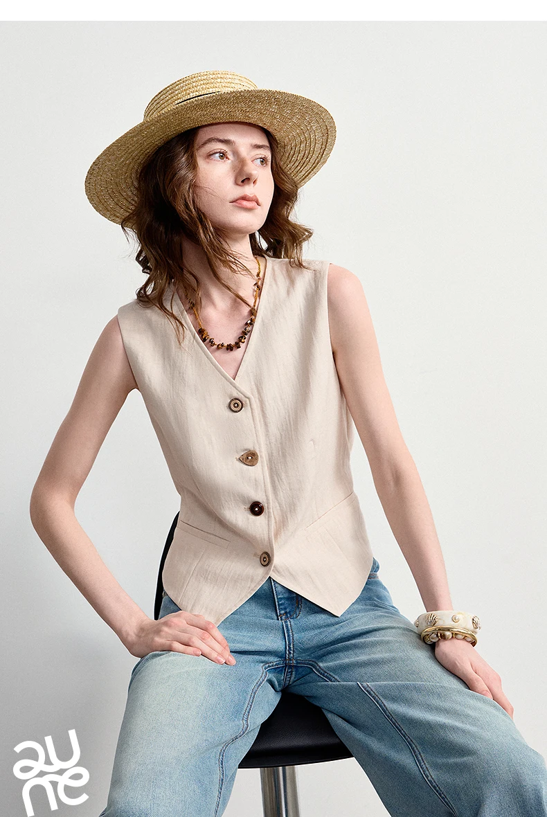 TOYOUTH Women's Old Money Vest Waistcoat 2026 Summer Lyocell Linen Slim Fit Cropped Sleeveless Lightweight Breathable Elegant