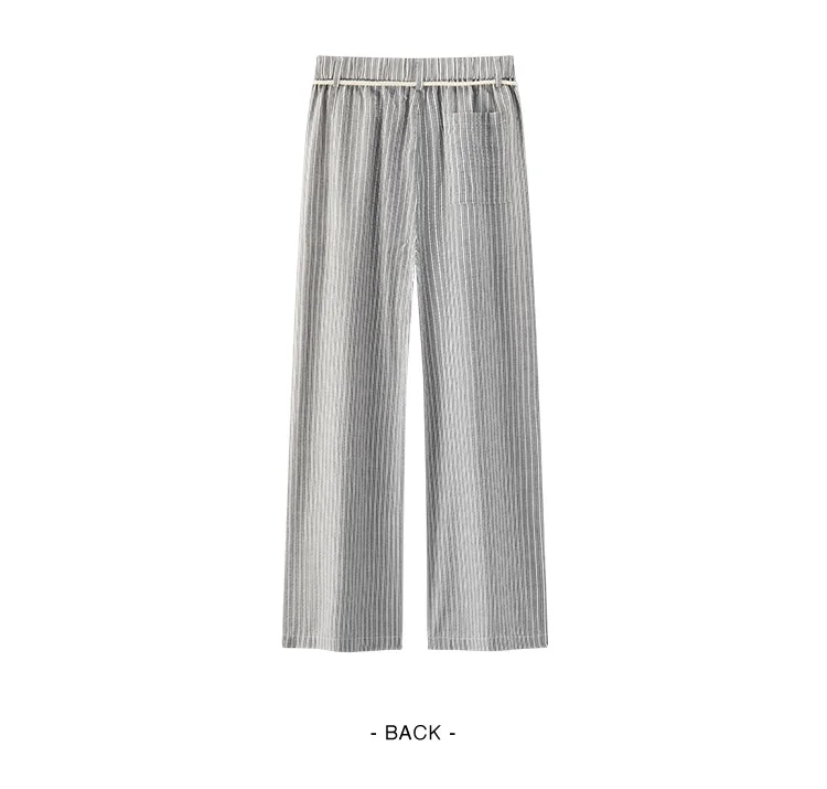 Semir Women Pants Striped 2026 Soft Drape Wide Leg Belted Urban Casual Everyday Style Soft Comfortable Daily Wear Trendy