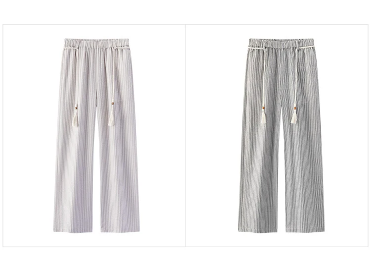 Semir Women Pants Striped 2026 Soft Drape Wide Leg Belted Urban Casual Everyday Style Soft Comfortable Daily Wear Trendy
