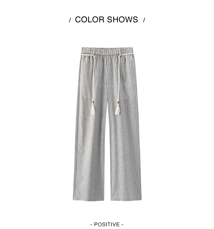Semir Women Pants Striped 2026 Soft Drape Wide Leg Belted Urban Casual Everyday Style Soft Comfortable Daily Wear Trendy