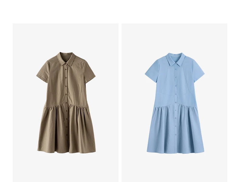 TOYOUTH Women Dress 2026 Summer New Smart Casual Commuter Petite Splicing Short Sleeve Shirt Midi Trendy Dresses