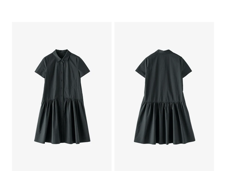 TOYOUTH Women Dress 2026 Summer New Smart Casual Commuter Petite Splicing Short Sleeve Shirt Midi Trendy Dresses