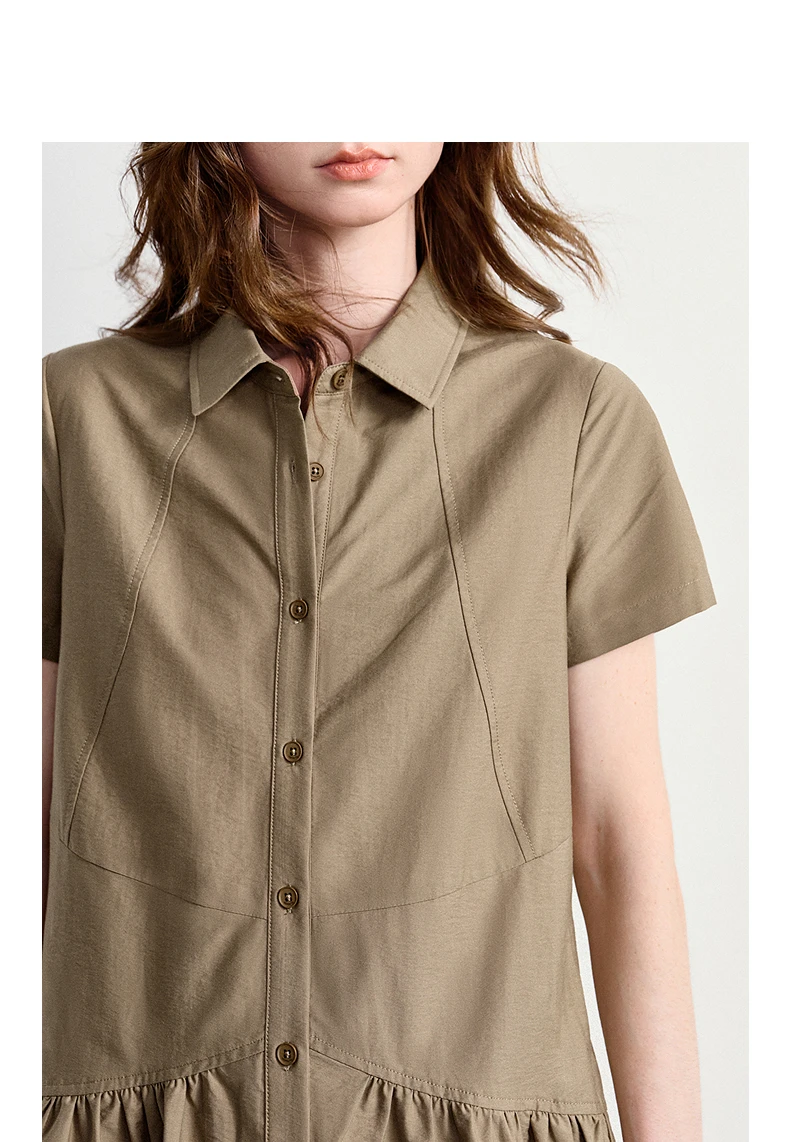 TOYOUTH Women Dress 2026 Summer New Smart Casual Commuter Petite Splicing Short Sleeve Shirt Midi Trendy Dresses