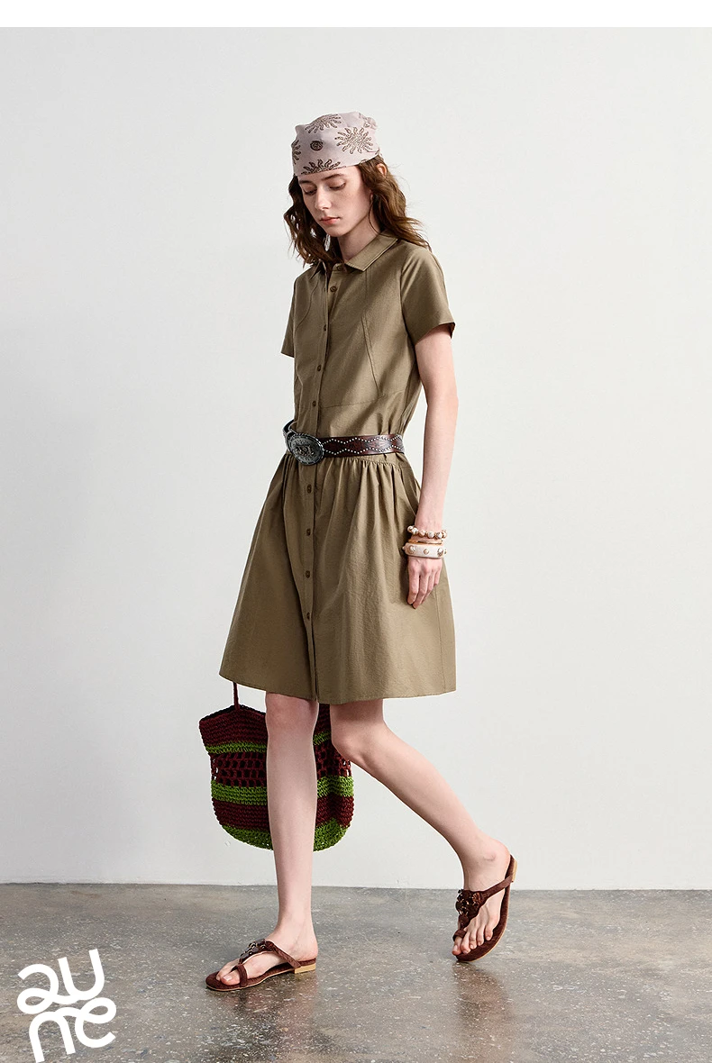 TOYOUTH Women Dress 2026 Summer New Smart Casual Commuter Petite Splicing Short Sleeve Shirt Midi Trendy Dresses