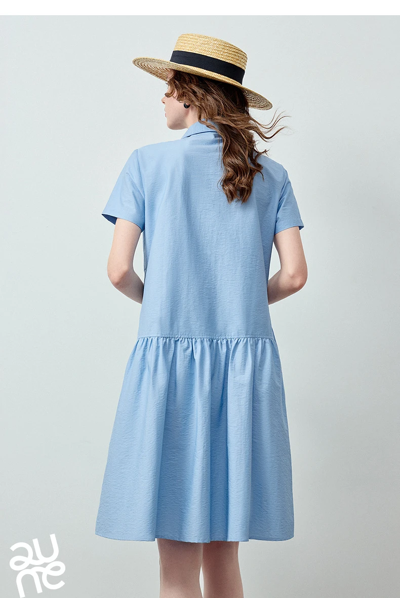 TOYOUTH Women Dress 2026 Summer New Smart Casual Commuter Petite Splicing Short Sleeve Shirt Midi Trendy Dresses