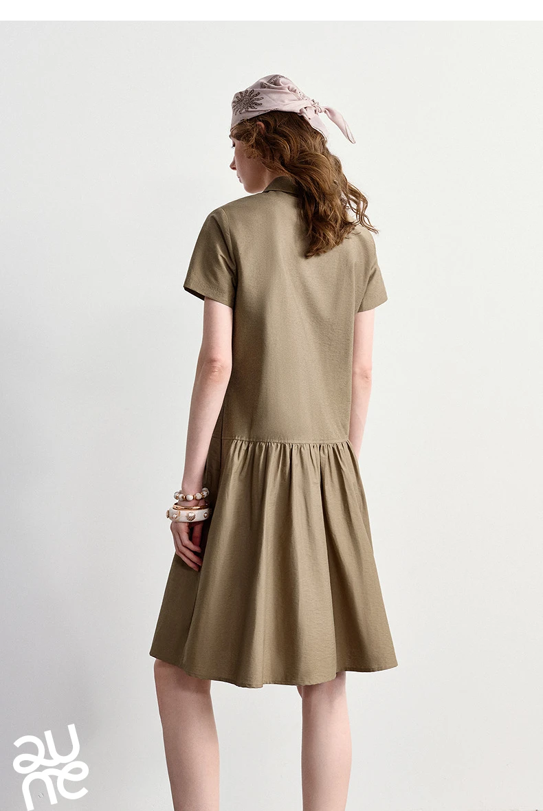 TOYOUTH Women Dress 2026 Summer New Smart Casual Commuter Petite Splicing Short Sleeve Shirt Midi Trendy Dresses
