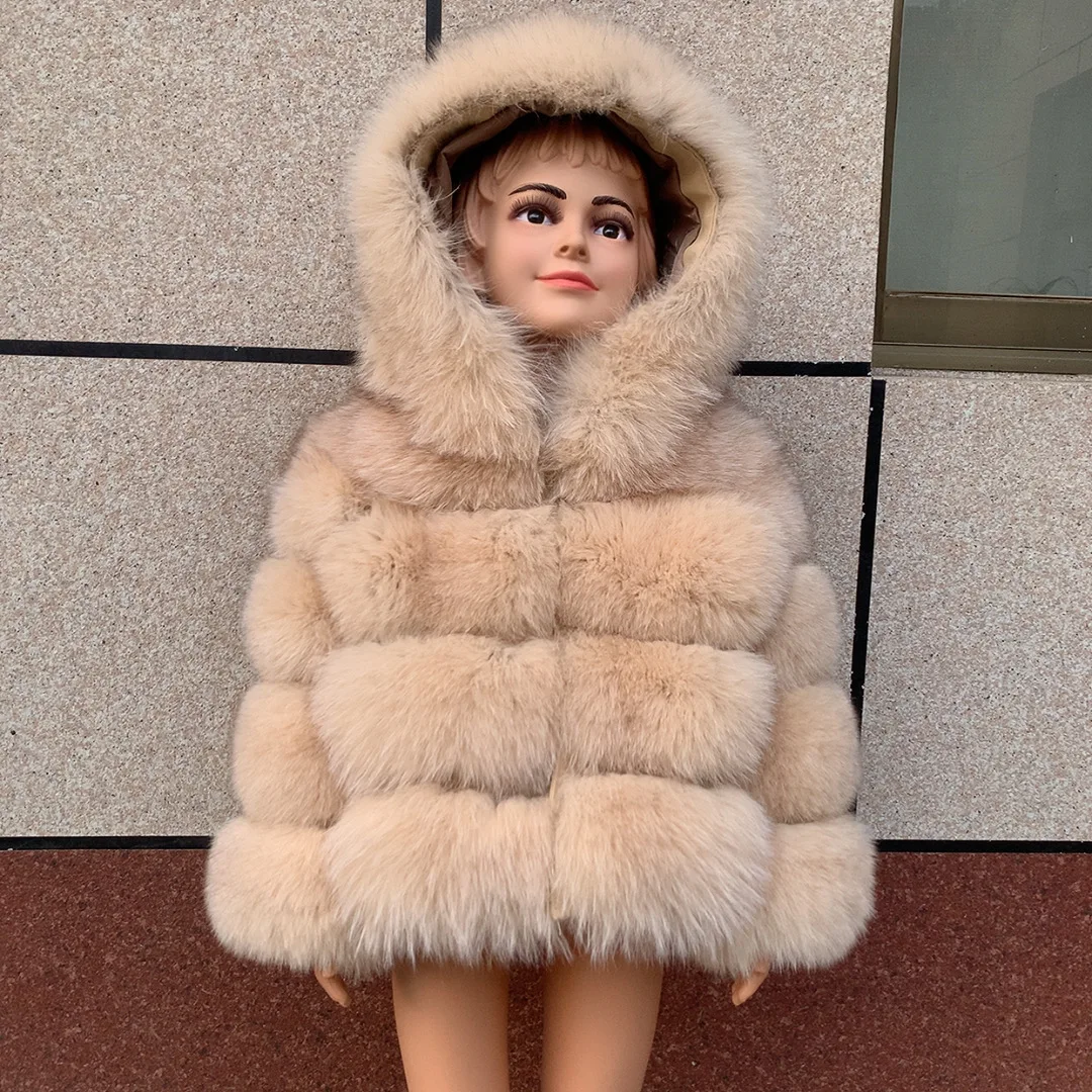 Children's Fox Fur Jacket Real Fox Fur Childs Fur Coat Suitable for Girls and Boys Aged 1-15 Years Old Kids Fur Coat Universal