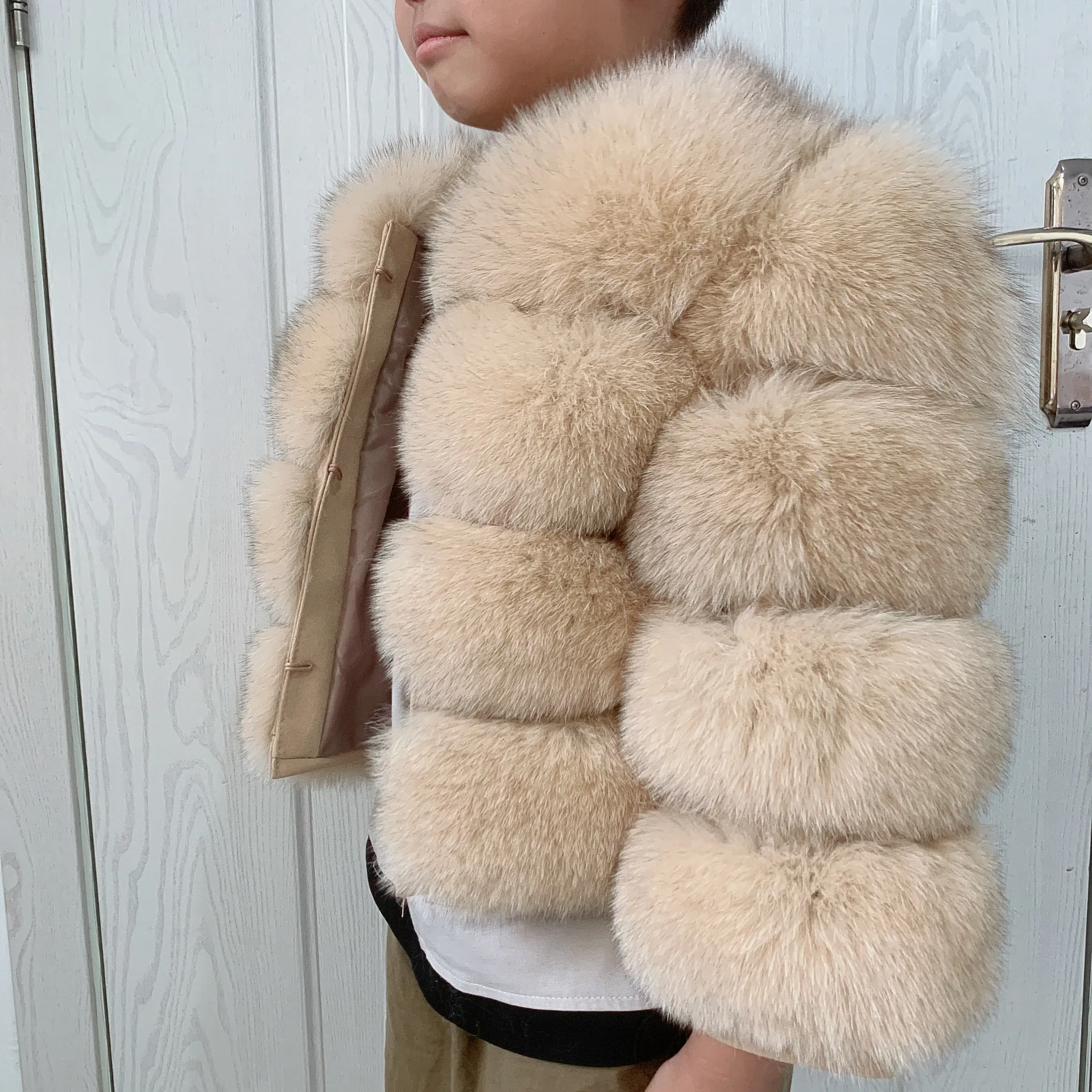 Children's Fox Fur Jacket Real Fox Fur Childs Fur Coat Suitable for Girls and Boys Aged 1-15 Years Old Kids Fur Coat Universal