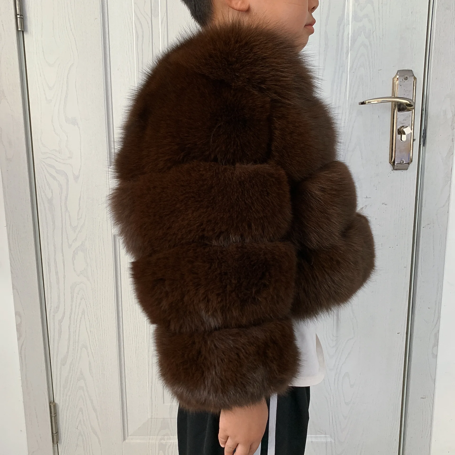 Children's Fox Fur Jacket Real Fox Fur Childs Fur Coat Suitable for Girls and Boys Aged 1-15 Years Old Kids Fur Coat Universal