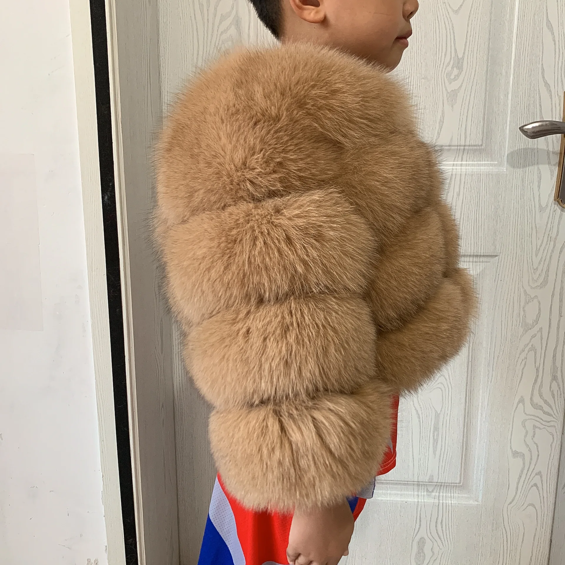 Children's Fox Fur Jacket Real Fox Fur Childs Fur Coat Suitable for Girls and Boys Aged 1-15 Years Old Kids Fur Coat Universal