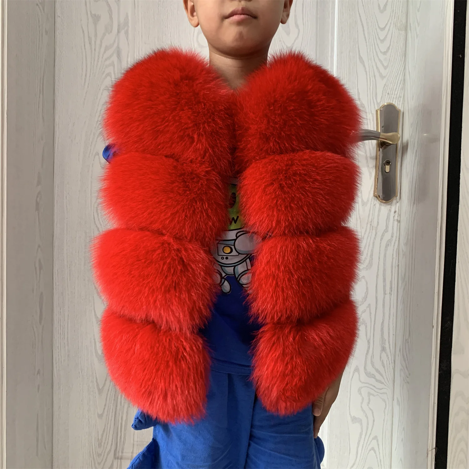Children's Fox Fur Jacket Real Fox Fur Childs Fur Coat Suitable for Girls and Boys Aged 1-15 Years Old Kids Fur Coat Universal