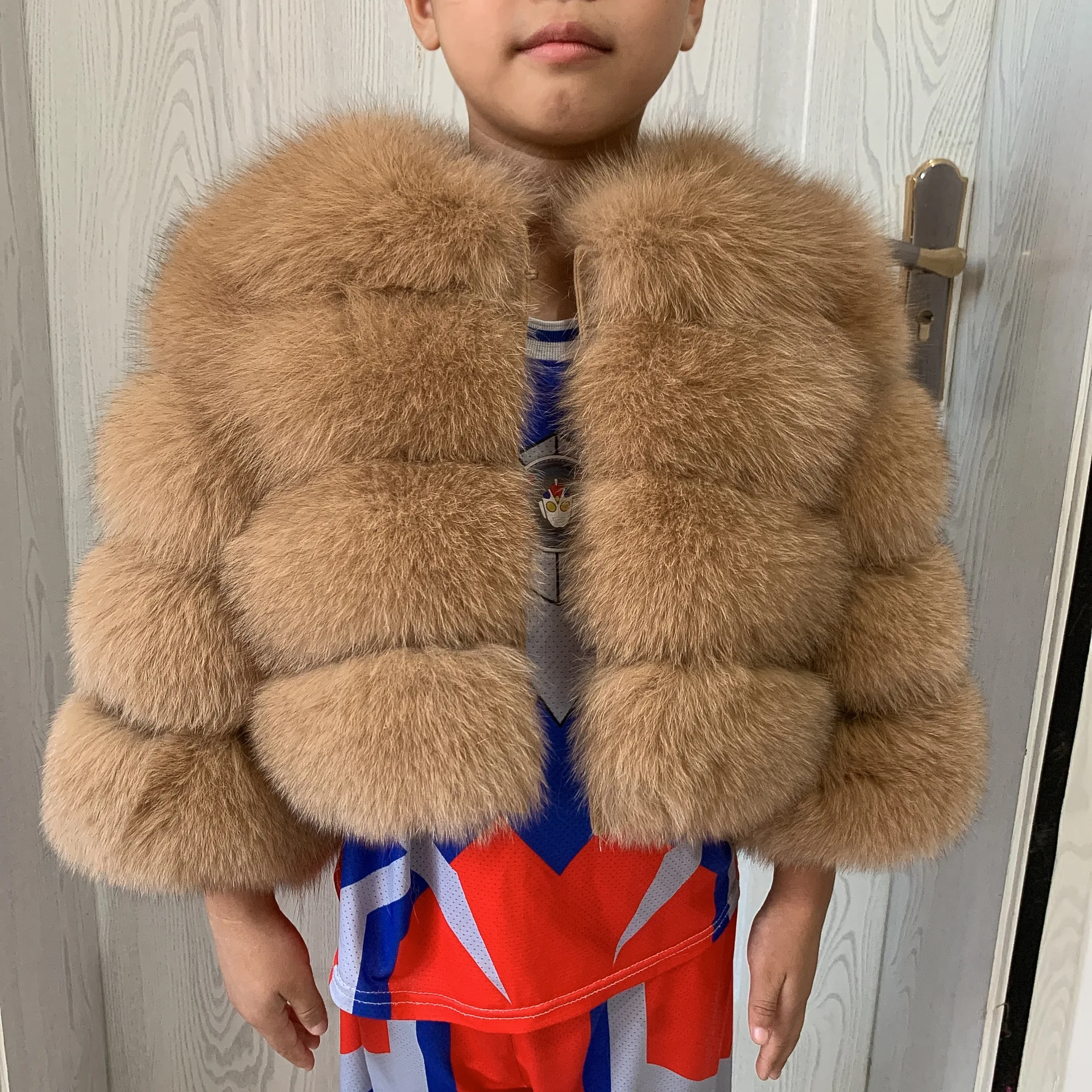 Children's Fox Fur Jacket Real Fox Fur Childs Fur Coat Suitable for Girls and Boys Aged 1-15 Years Old Kids Fur Coat Universal