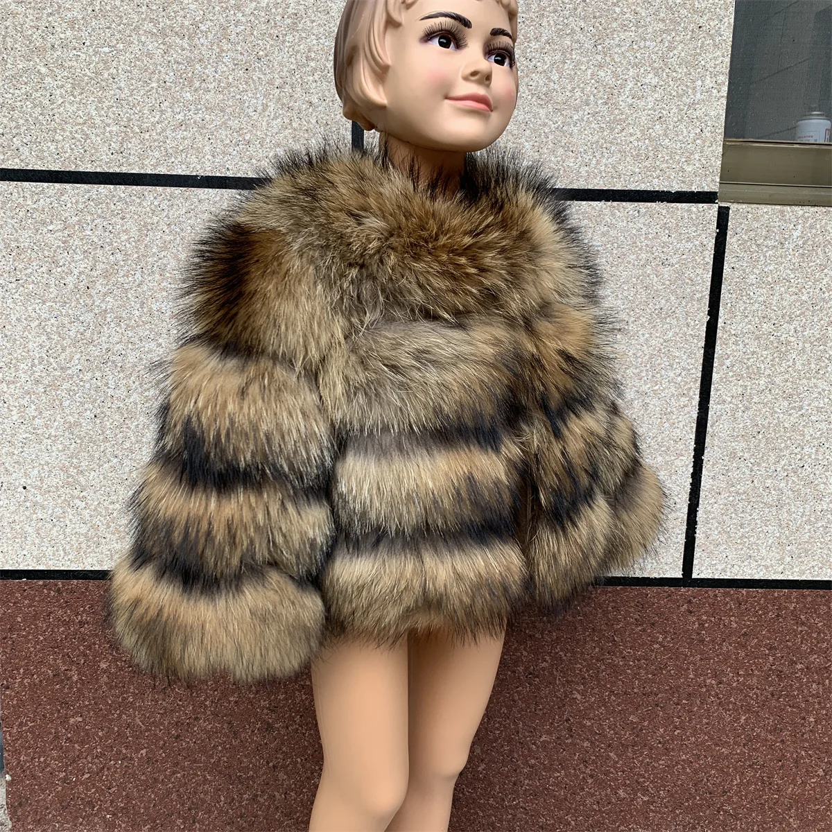 Children's Fox Fur Jacket Real Fox Fur Childs Fur Coat Suitable for Girls and Boys Aged 1-15 Years Old Kids Fur Coat Universal