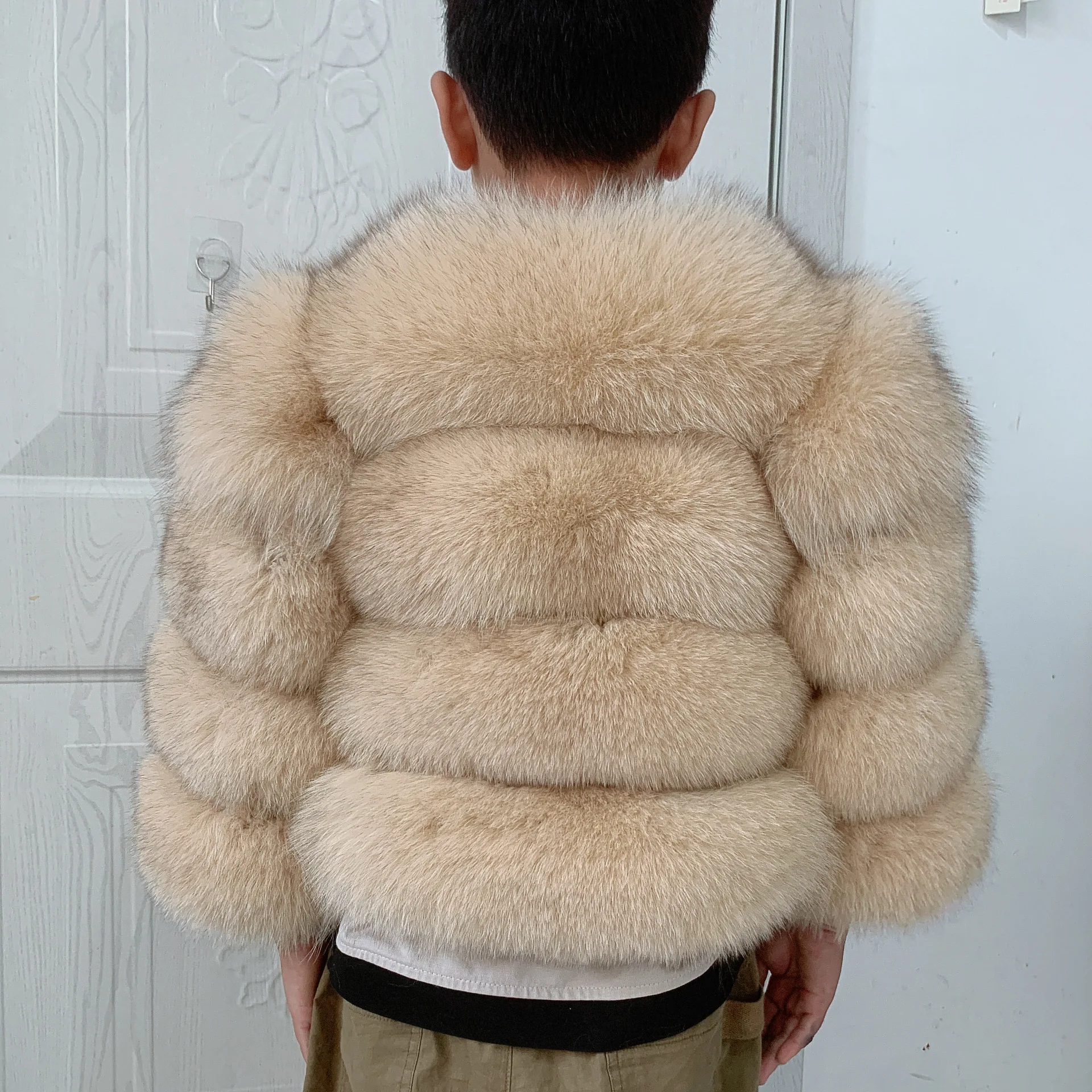 Children's Fox Fur Jacket Real Fox Fur Childs Fur Coat Suitable for Girls and Boys Aged 1-15 Years Old Kids Fur Coat Universal