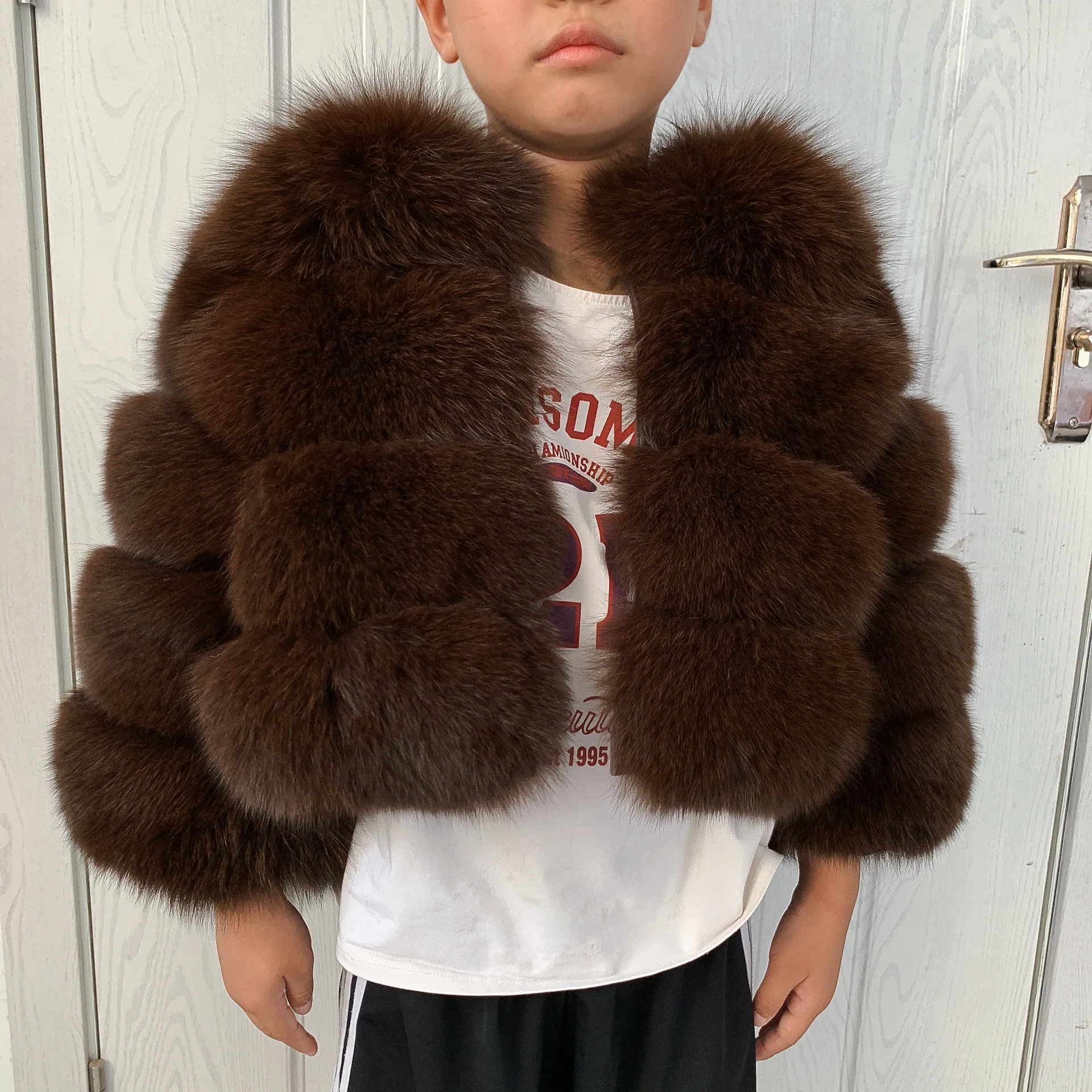 Children's Fox Fur Jacket Real Fox Fur Childs Fur Coat Suitable for Girls and Boys Aged 1-15 Years Old Kids Fur Coat Universal