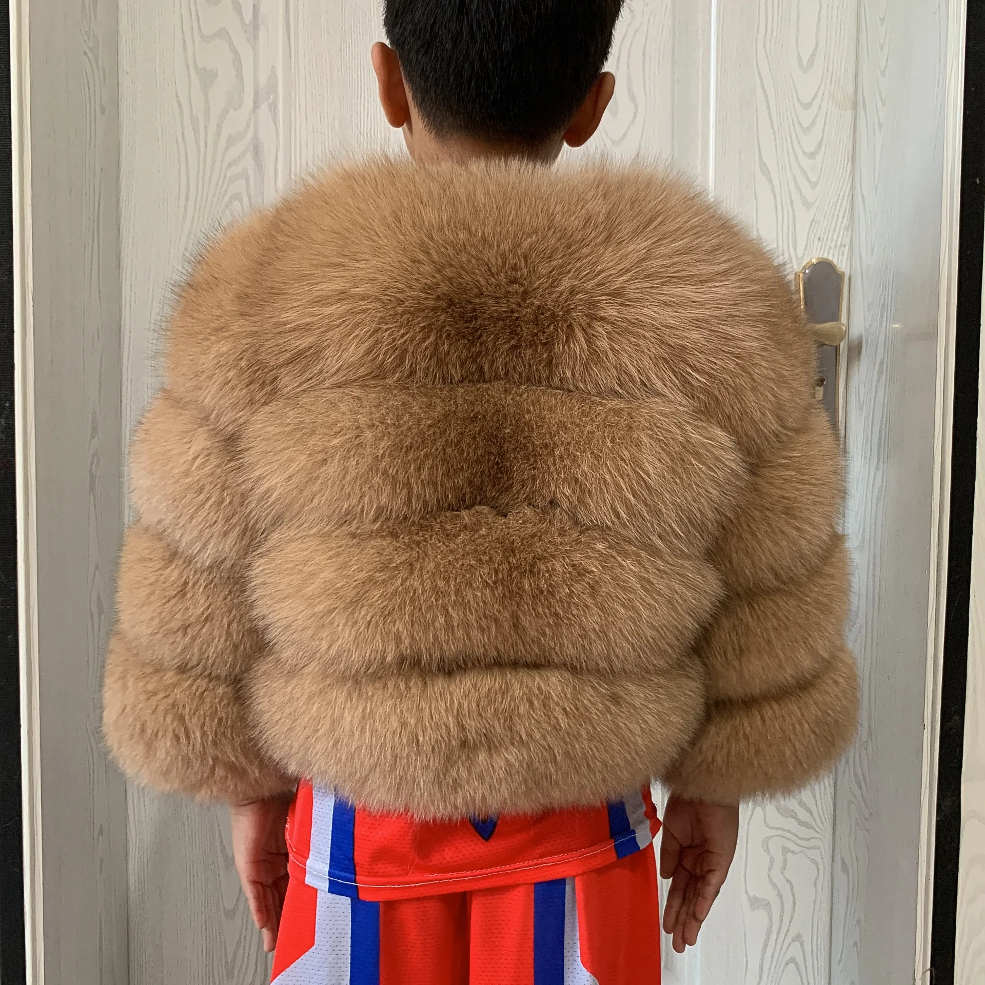 Children's Fox Fur Jacket Real Fox Fur Childs Fur Coat Suitable for Girls and Boys Aged 1-15 Years Old Kids Fur Coat Universal