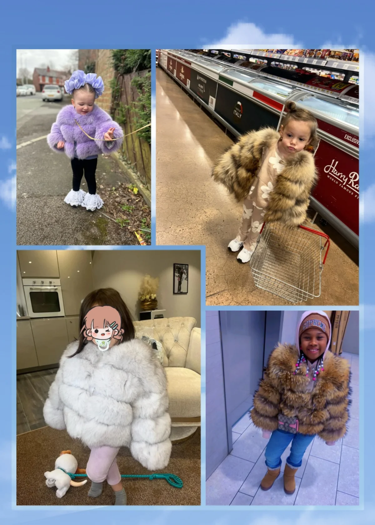 Children's Fox Fur Jacket Real Fox Fur Childs Fur Coat Suitable for Girls and Boys Aged 1-15 Years Old Kids Fur Coat Universal