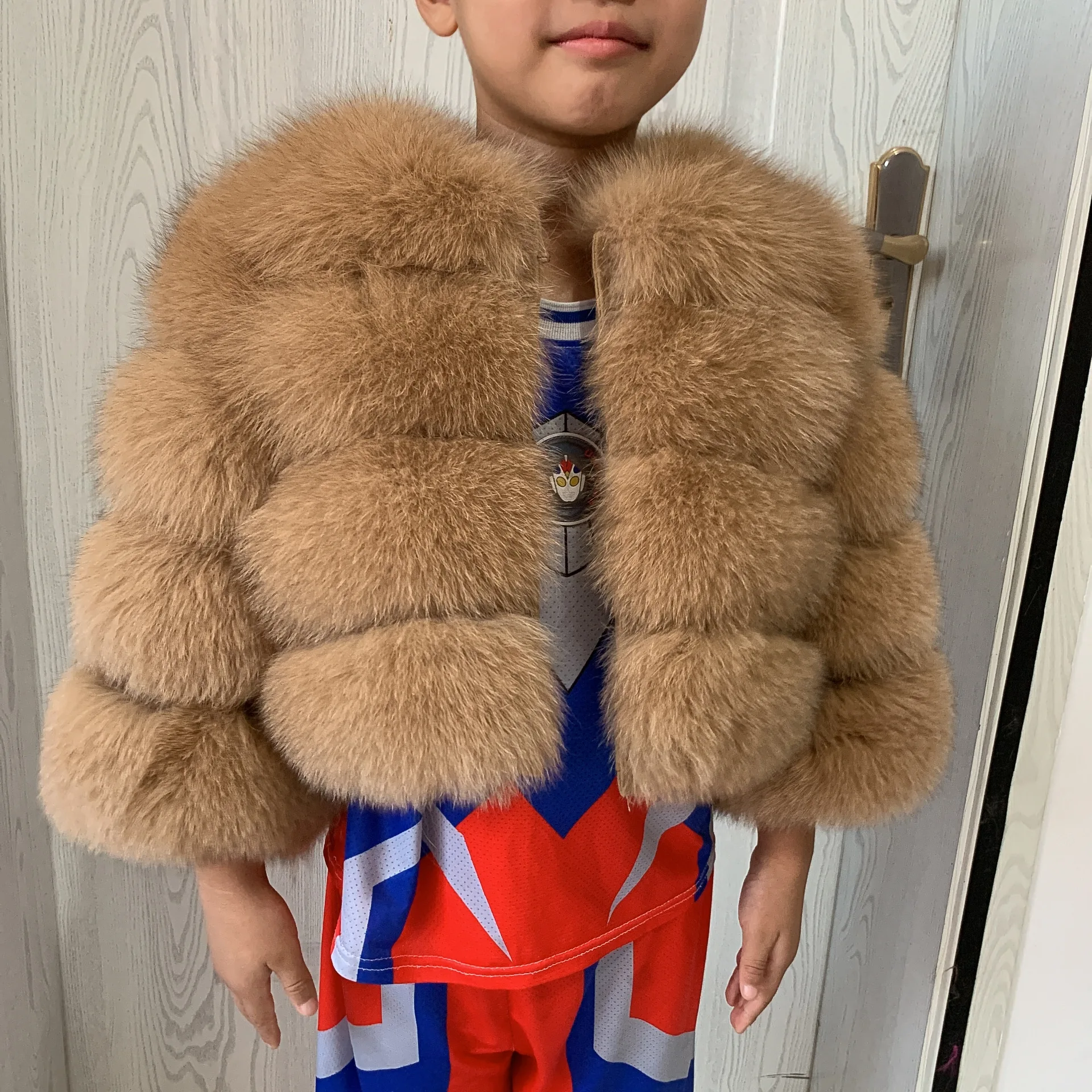 Children's Fox Fur Jacket Real Fox Fur Childs Fur Coat Suitable for Girls and Boys Aged 1-15 Years Old Kids Fur Coat Universal