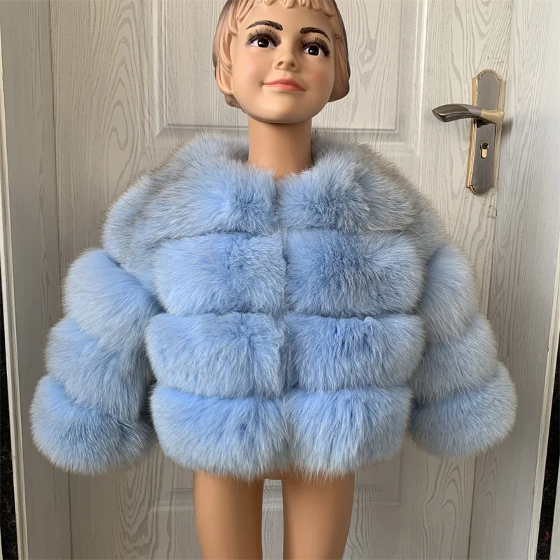 Children's Fox Fur Jacket Real Fox Fur Childs Fur Coat Suitable for Girls and Boys Aged 1-15 Years Old Kids Fur Coat Universal