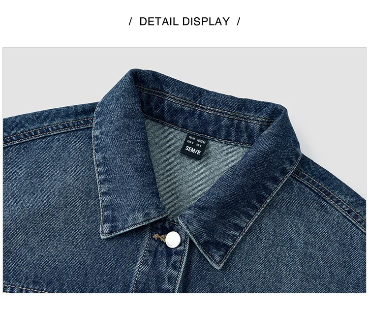 Semir Denim Jacket Women Lapel Drop-shoulder Top Casual and Elegant 2025 Spring New Loose Jacket Instagram Trendy