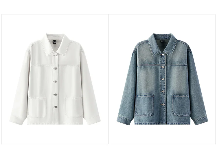 Semir Denim Jacket Women Lapel Drop-shoulder Top Casual and Elegant 2025 Spring New Loose Jacket Instagram Trendy