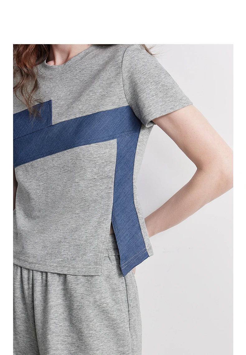 TOYOUTH Women Two Piece Set 2026 Summer New T-Shirt Wide Leg Pants Color Block Splicing Casual Sporty Trendy Outfits