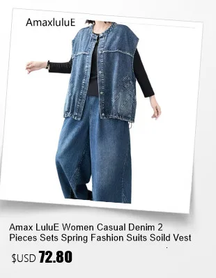 Amax LuluE 2026 Outfits Ladies Fashion T-Shirts Suits Loose Printed Denim Two Pieces Sets Loose Tops Casual Jeans Classic Pants