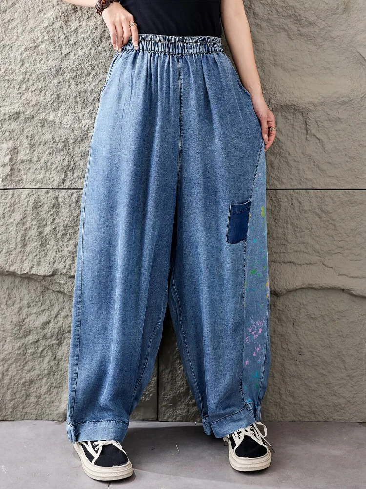 Amax LuluE 2026 Outfits Ladies Fashion T-Shirts Suits Loose Printed Denim Two Pieces Sets Loose Tops Casual Jeans Classic Pants