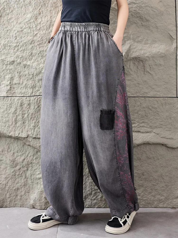 Amax LuluE 2026 Outfits Ladies Fashion T-Shirts Suits Loose Printed Denim Two Pieces Sets Loose Tops Casual Jeans Classic Pants