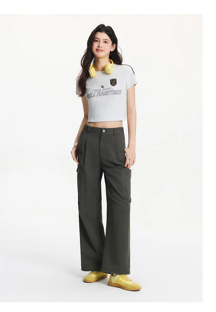 Semir Women Pants Pleated 2026 Drawstring Elastic Waist Workwear Wide Leg Urban Casual Everyday Style Soft Comfortable