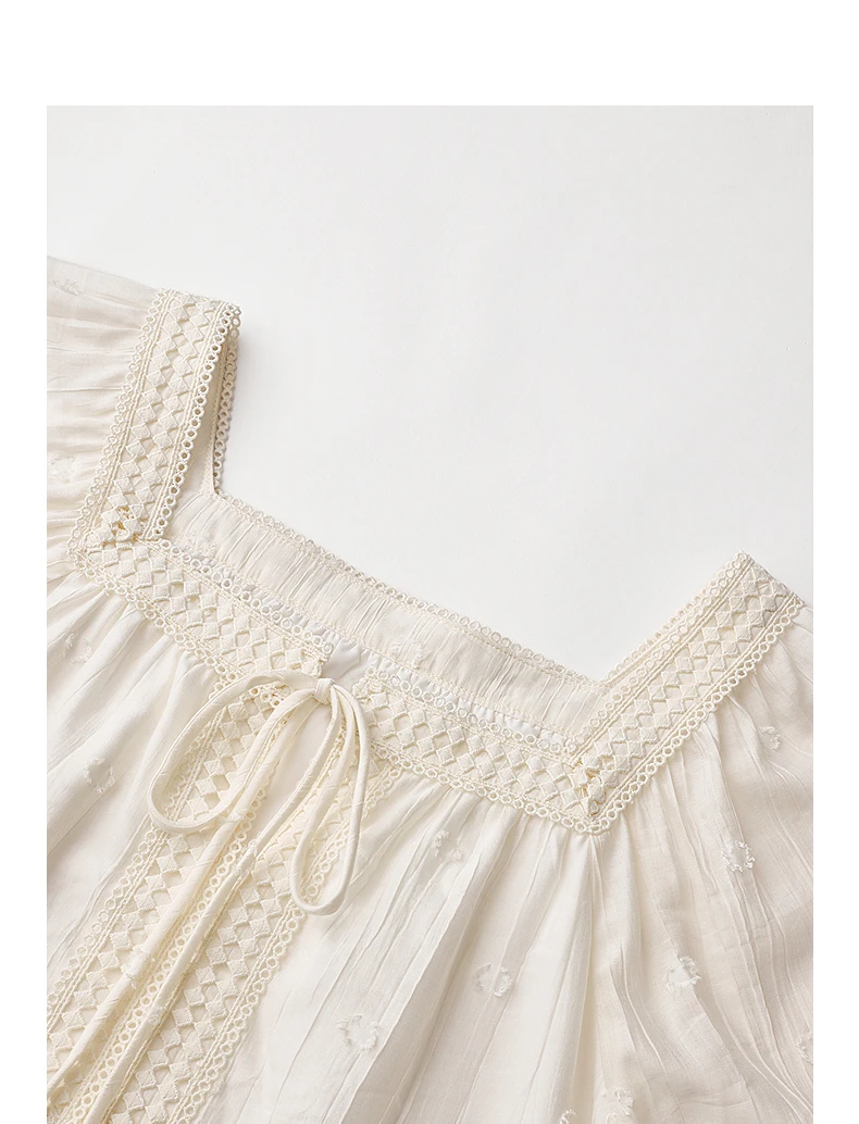 TOYOUTH Women Shirts 2026 Summer New French Style Square Neck Puff Sleeve Jacquard Pastoral Atmosphere Fairy Elegant Casual Tops