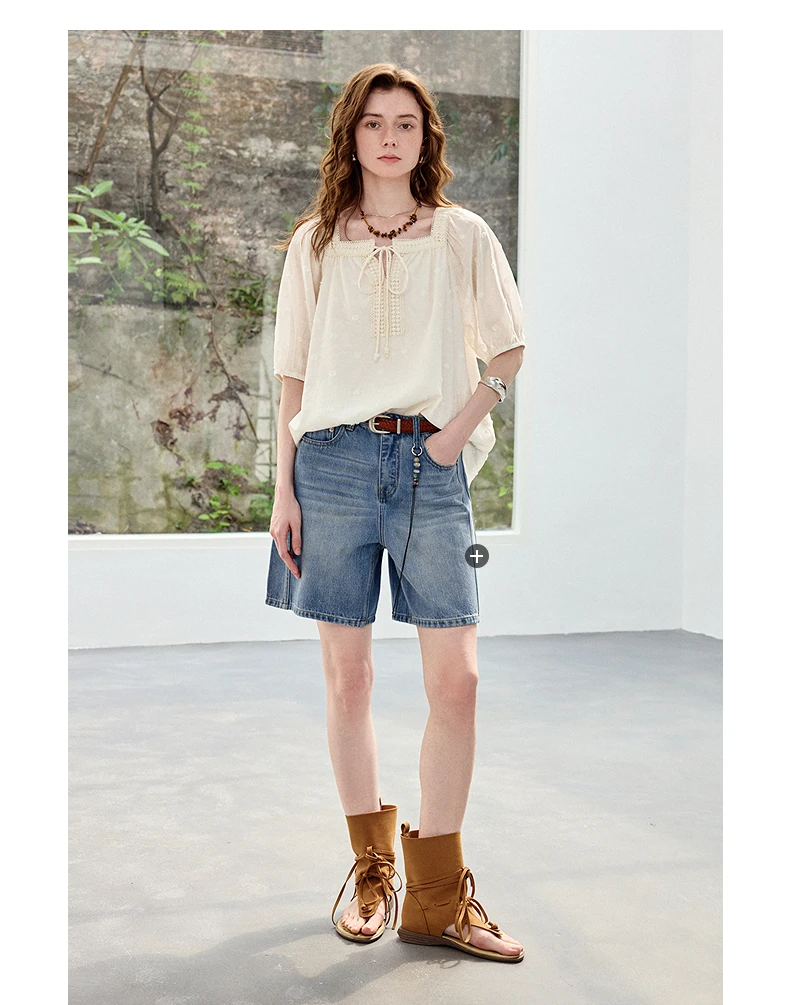 TOYOUTH Women Shirts 2026 Summer New French Style Square Neck Puff Sleeve Jacquard Pastoral Atmosphere Fairy Elegant Casual Tops
