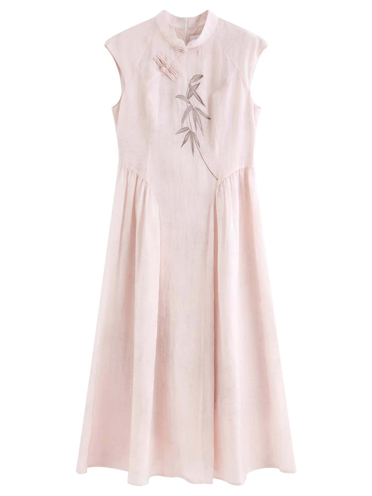 FSLE New Chinese Style Embroidery Slim-Fit Long Dress for Women 2026 Summer New Arrivals A-Line Waist-defining Skirt for Dates