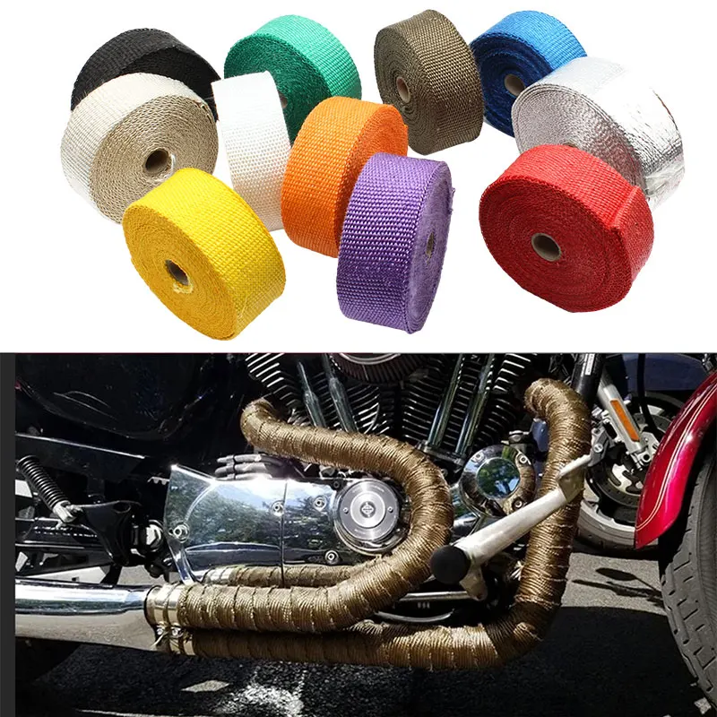 Motorcycle Exhaust Systems Muffler Wrap Heat Wrap Bandage Tuning 5cm 5M 10M 15M Pitbike Enduro Motocross Exhaust Thermal Band