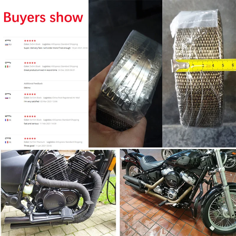 Motorcycle Exhaust Systems Muffler Wrap Heat Wrap Bandage Tuning 5cm 5M 10M 15M Pitbike Enduro Motocross Exhaust Thermal Band