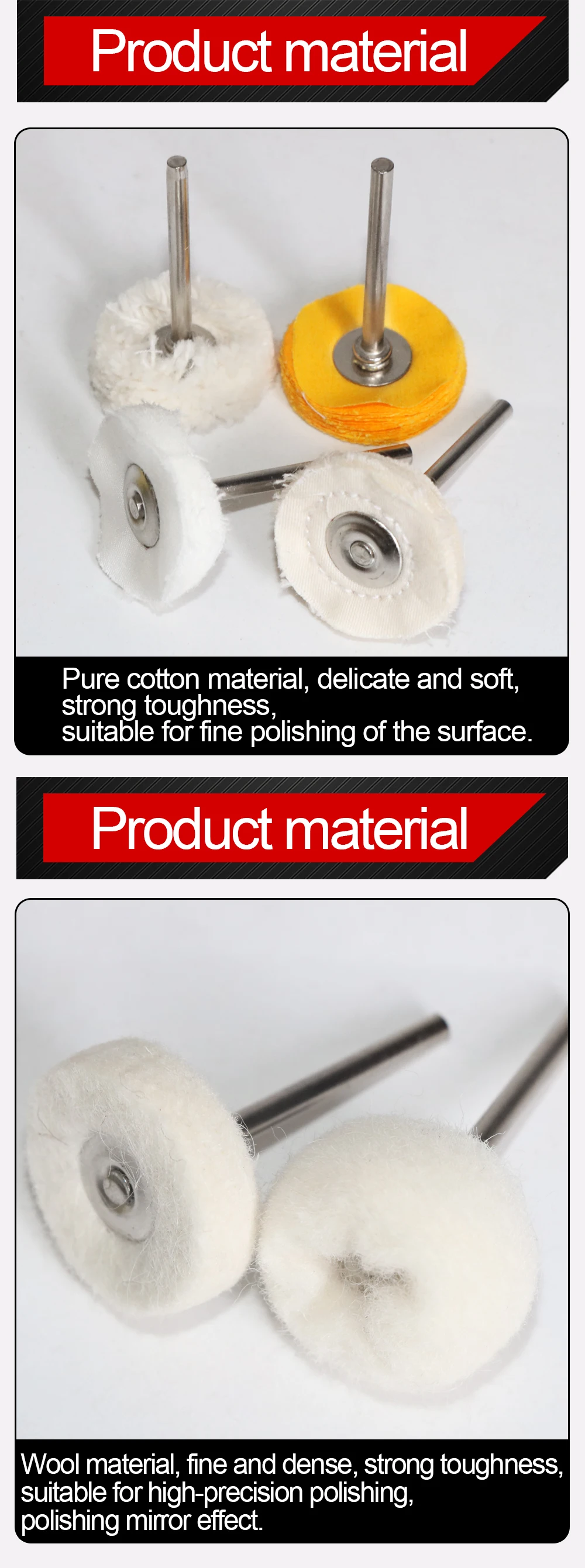 1" Wool Felt Grinding Sanding Head Abrasive Buffing Wheel 2.35/3mm Shank Cotton Thread Polishing Mini Brush for Dremel Dril