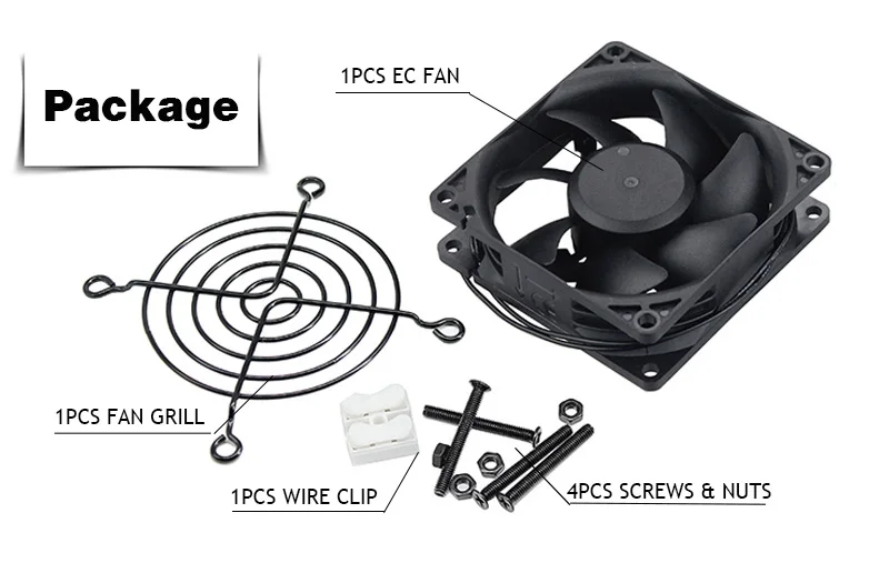 YOUNUON 60mm 80mm 90mm 120mm EC Brushless Fan AC 110V 115V 120V 220V 240V Axial Fan with Srews/Grill 6025 8025 9225 12025 12038